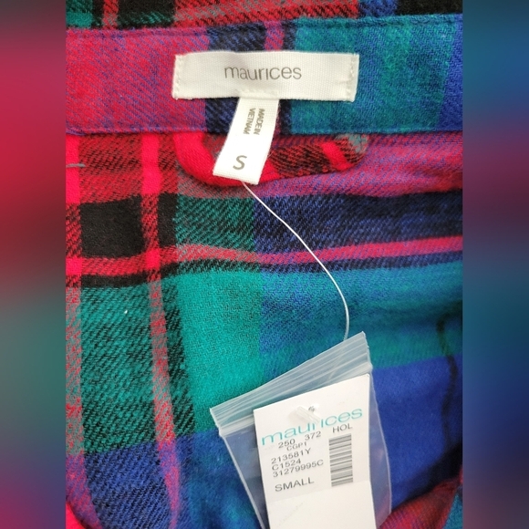 NWT Maurices Cabin Plaid Boyfriend Tunic Button-Up Long Sleeve Shirt Size Small - Picture 2 of 6